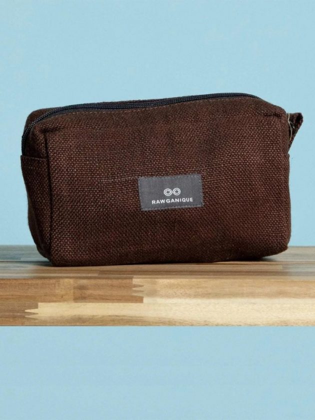 Sustainable brown toiletry bag from Rawganique