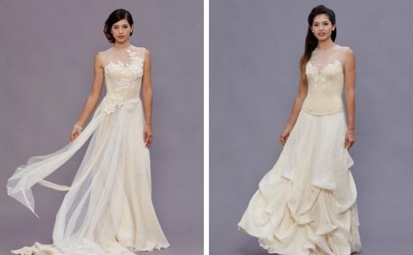 Eco-friendly designer wedding dresses made with recycled eco-friendly and organic fabrics from Deborah Lindquist