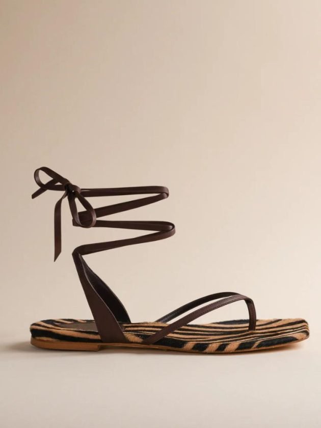 zebra print beige and black ethical sandals from Brother Vellies