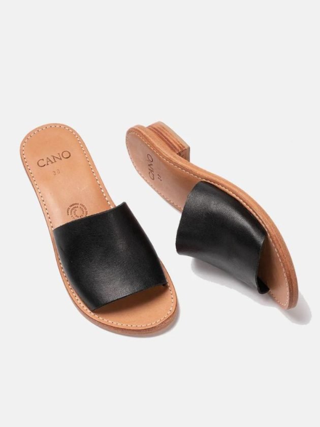 sustainable black slide sandals from CANO