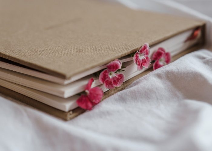 close-up of an eco-friendly journal with tan cover