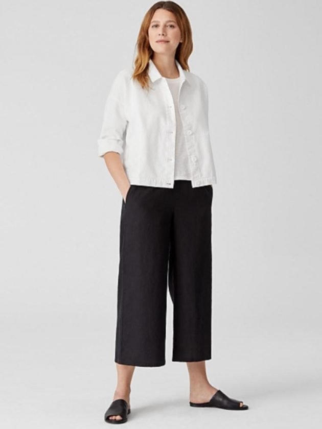 Ethical black and white workwear outfit from Eileen Fisher