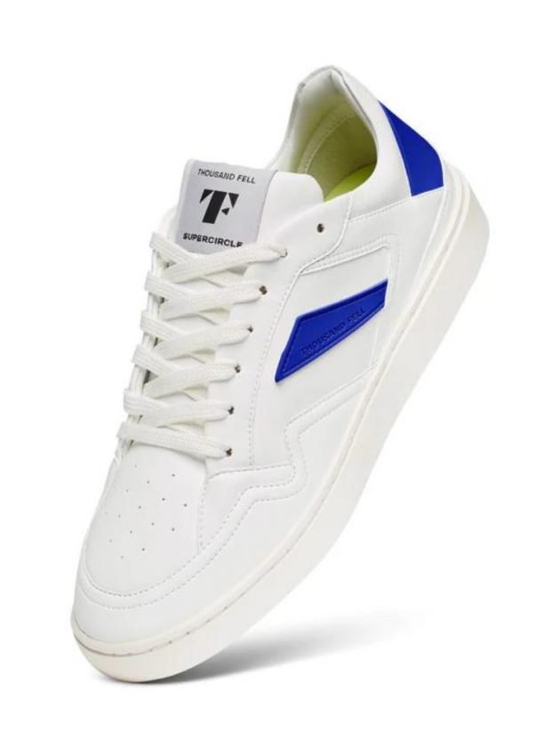 Sustainable men’s white and blue sneakers