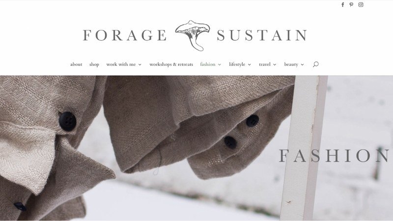 Forage and Sustainable homepage screenshot - sustainability blog