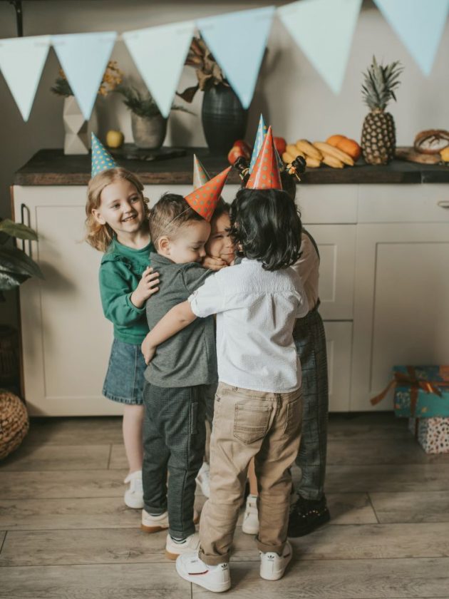 Kids hugging and playing