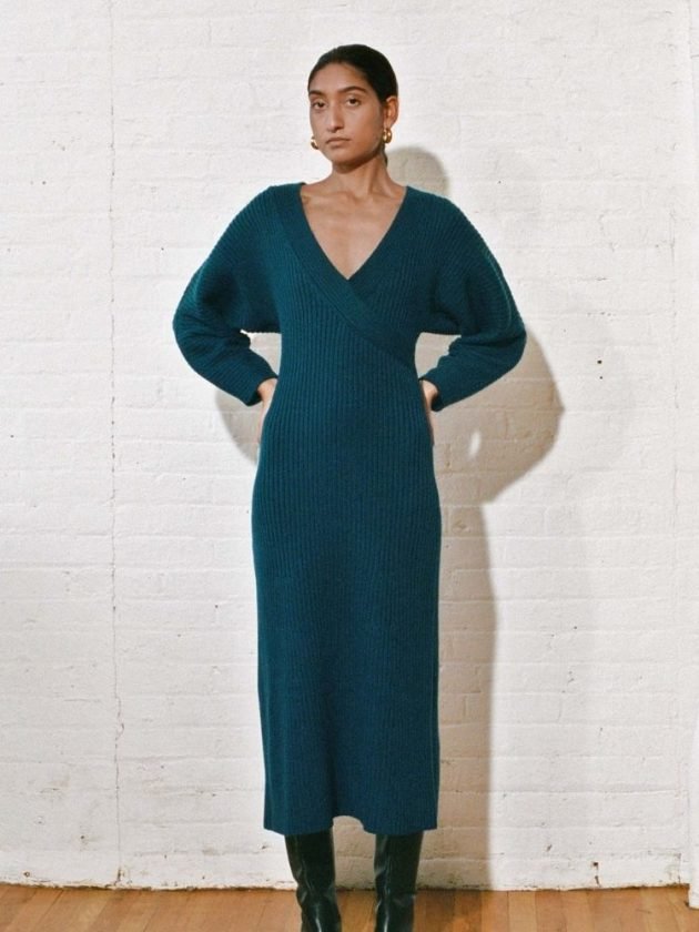 Blue sustainable dress for New Years Eve from Mara Hoffman