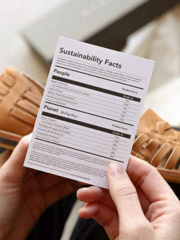 Nisolo Sustainability Facts Label