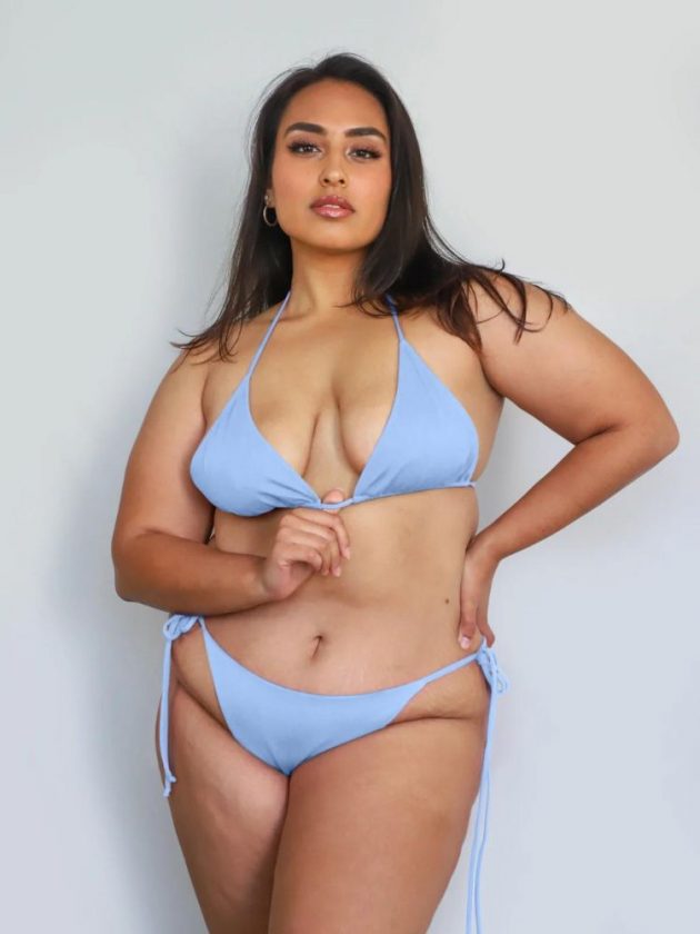 Sustainable plus-size blue bikini