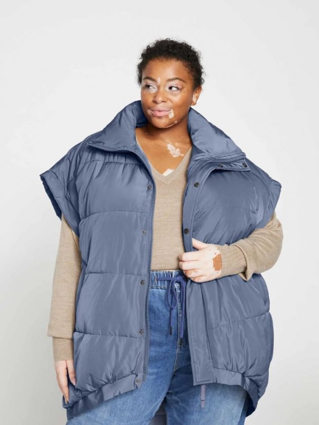 Sustainable plus-size blue jacket