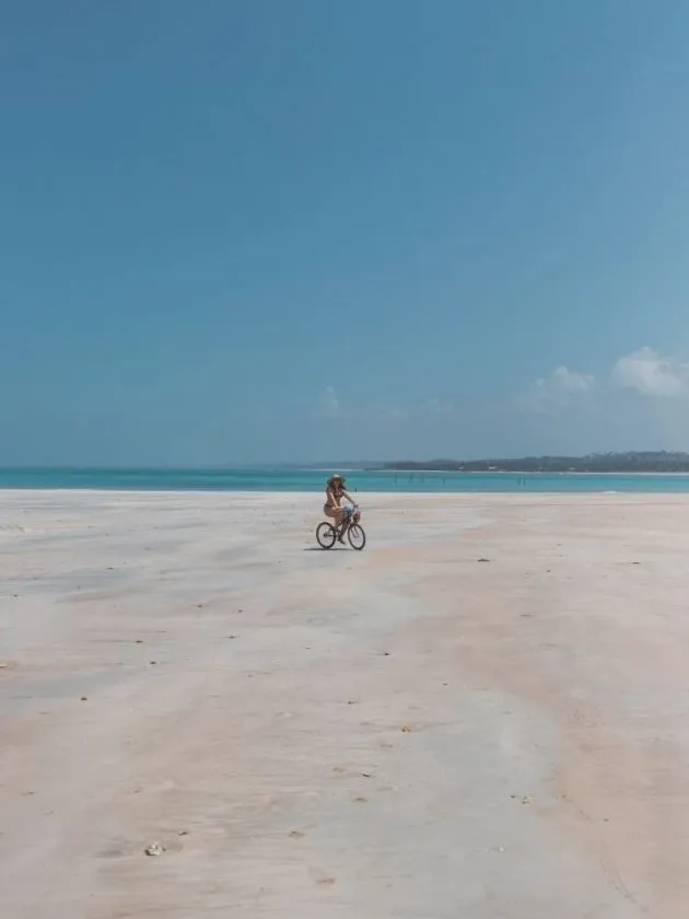 Cycling in empty beach