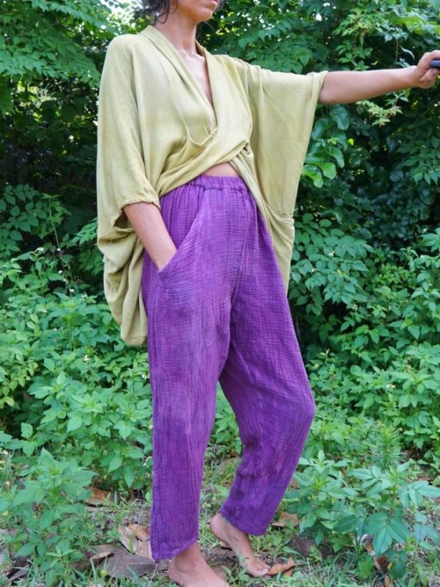 Eco-friendly purple and green yogi wear