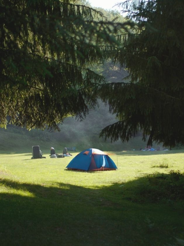 Empty camping ground with tent