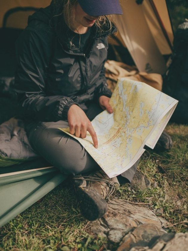 Women reading map