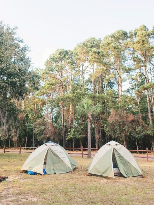 Camping ground with tents