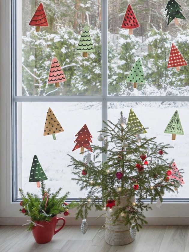 Sustainable christmas tree window stickers