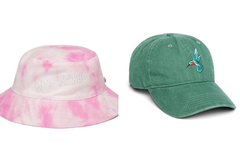 Eco-friendly pink and green hats