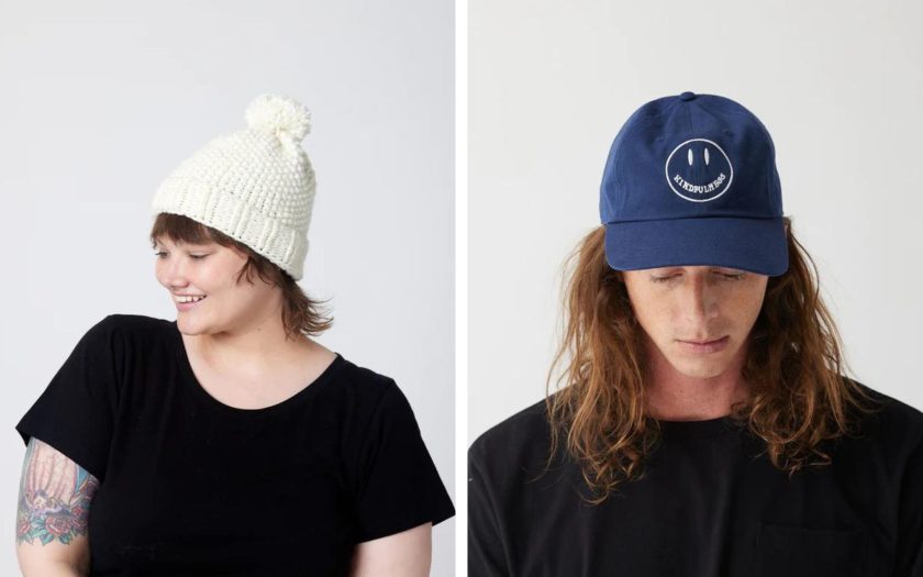 Eco-friendly blue and white hats