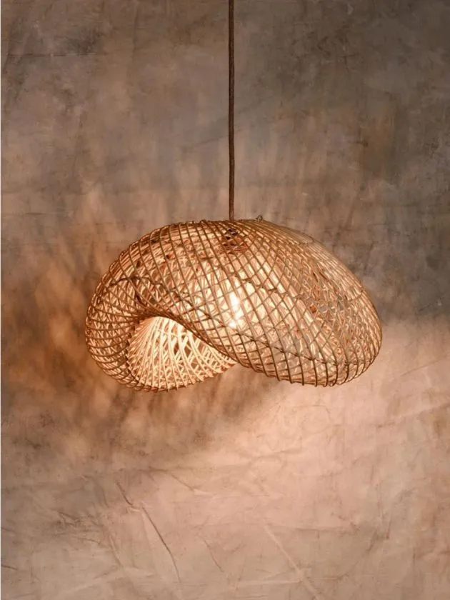 rattan sustainable lighting fixture