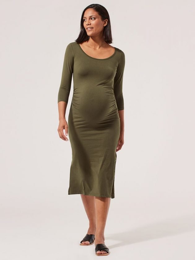 Sustainable maternity green dress