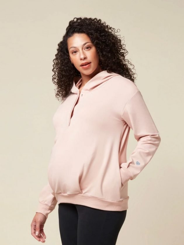 pink hoodie - sustainable maternity clothing