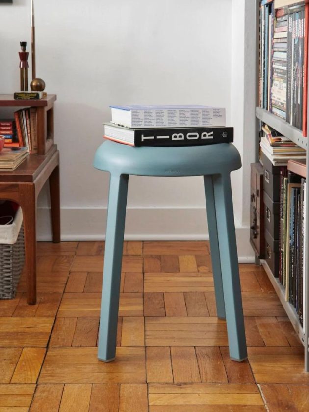 Sustainable blue stool from Emeco