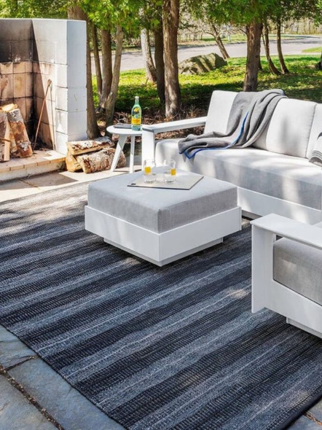 Ethical outdoor white ottoman from Loll Designs