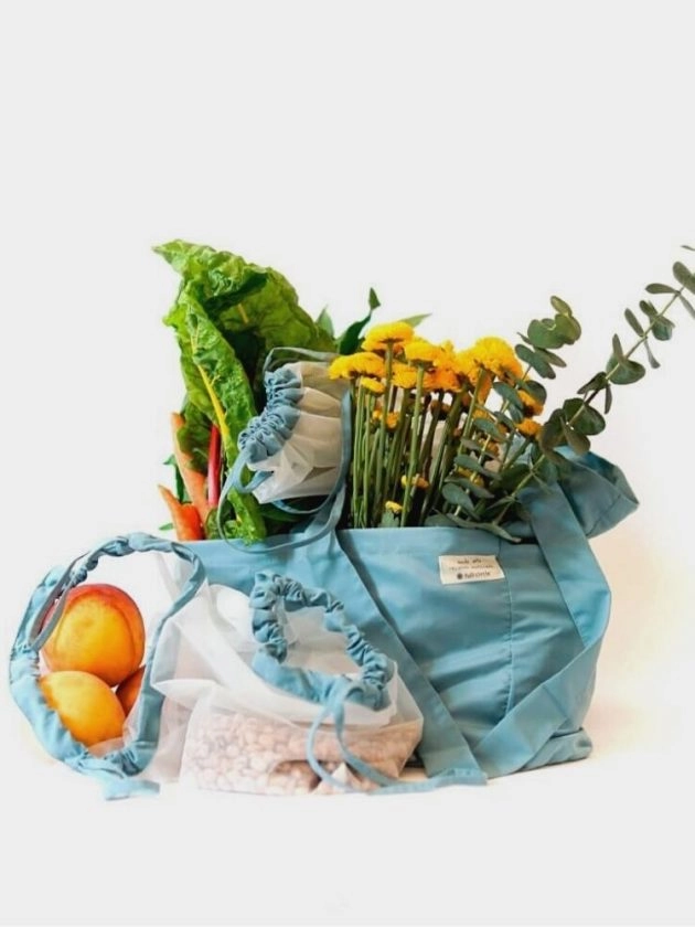 Zero Waste Reusable Market Tote Bag and Produce Bag Set