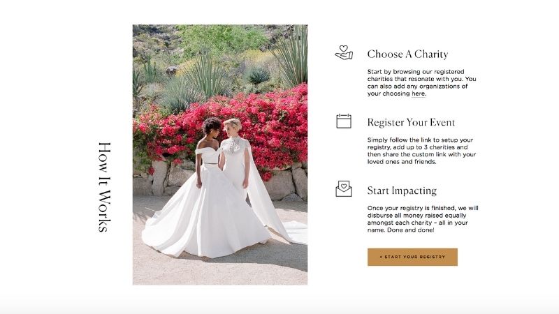 Charity registries for a sustainable wedding registry with The Good Beginning