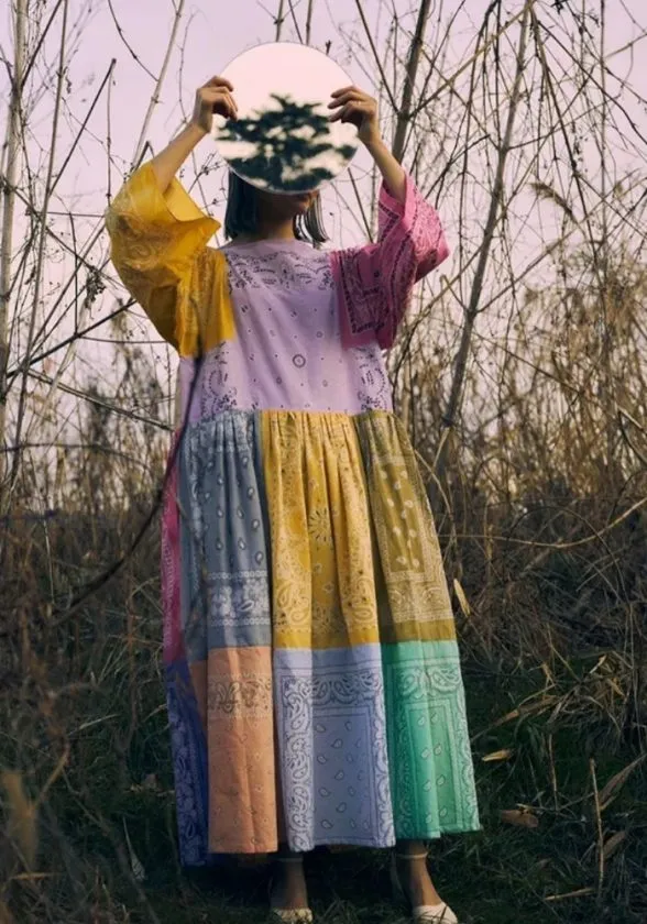 Upcycled colourful dress from Psychic Outlaw