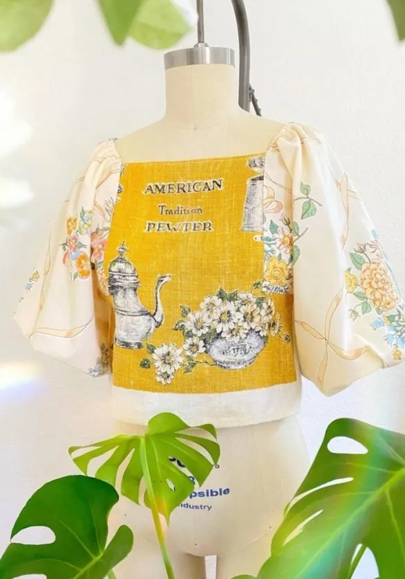 repurposed top made from vintage tea towels from Selina Sanders