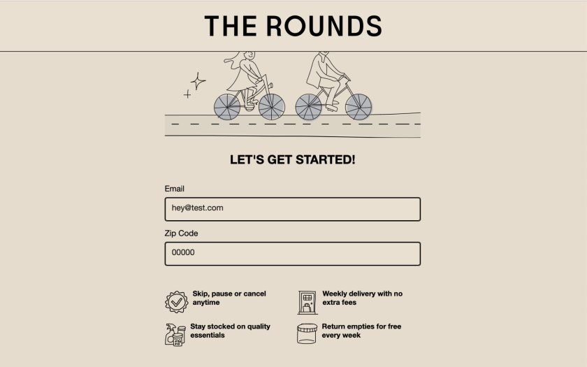 screenshot of The Rounds zero waste grocery delivery process