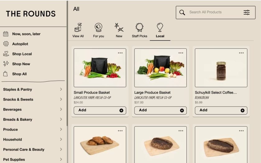 screenshot of The Rounds zero waste grocery delivery process