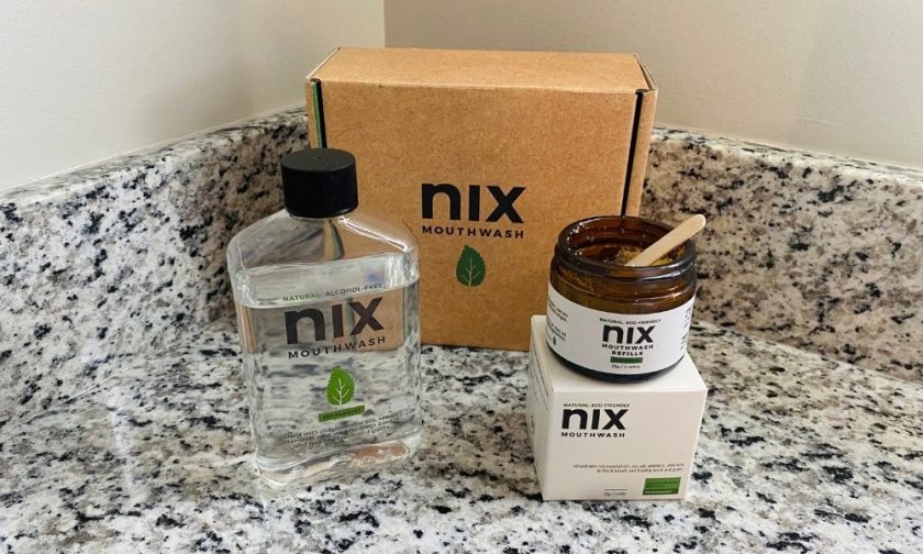 Nix zero waste mouthwash box, container, and refill jar