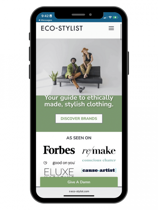 Screenshot of sustainable fashion blog Eco Stylist